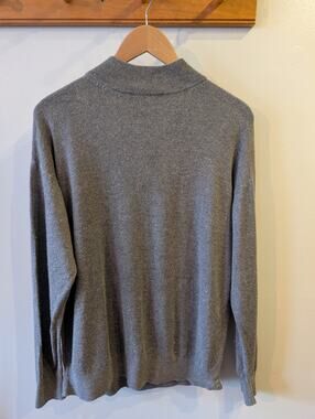 Latitude Northern Isles Gray Silk Cashmere Mockneck Sweater Large Quiet Luxury